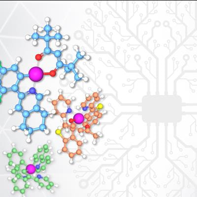 Cover image for research topic "Driving Innovation in Organic Optoelectronic Materials with Physics-based and Machine-learning De Novo Methods"