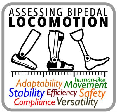 Cover image for research topic "Assessing bipedal locomotion: towards replicable benchmarks for robotic and robot-assisted locomotion."