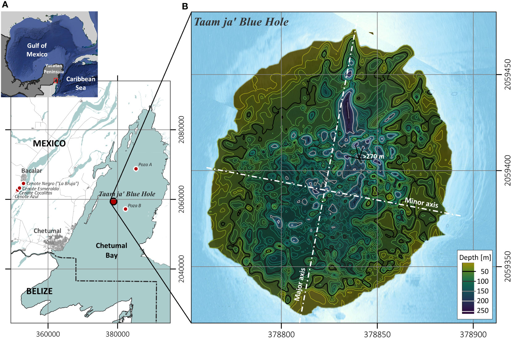 Ubicación del agujero azul Taam Ja' 