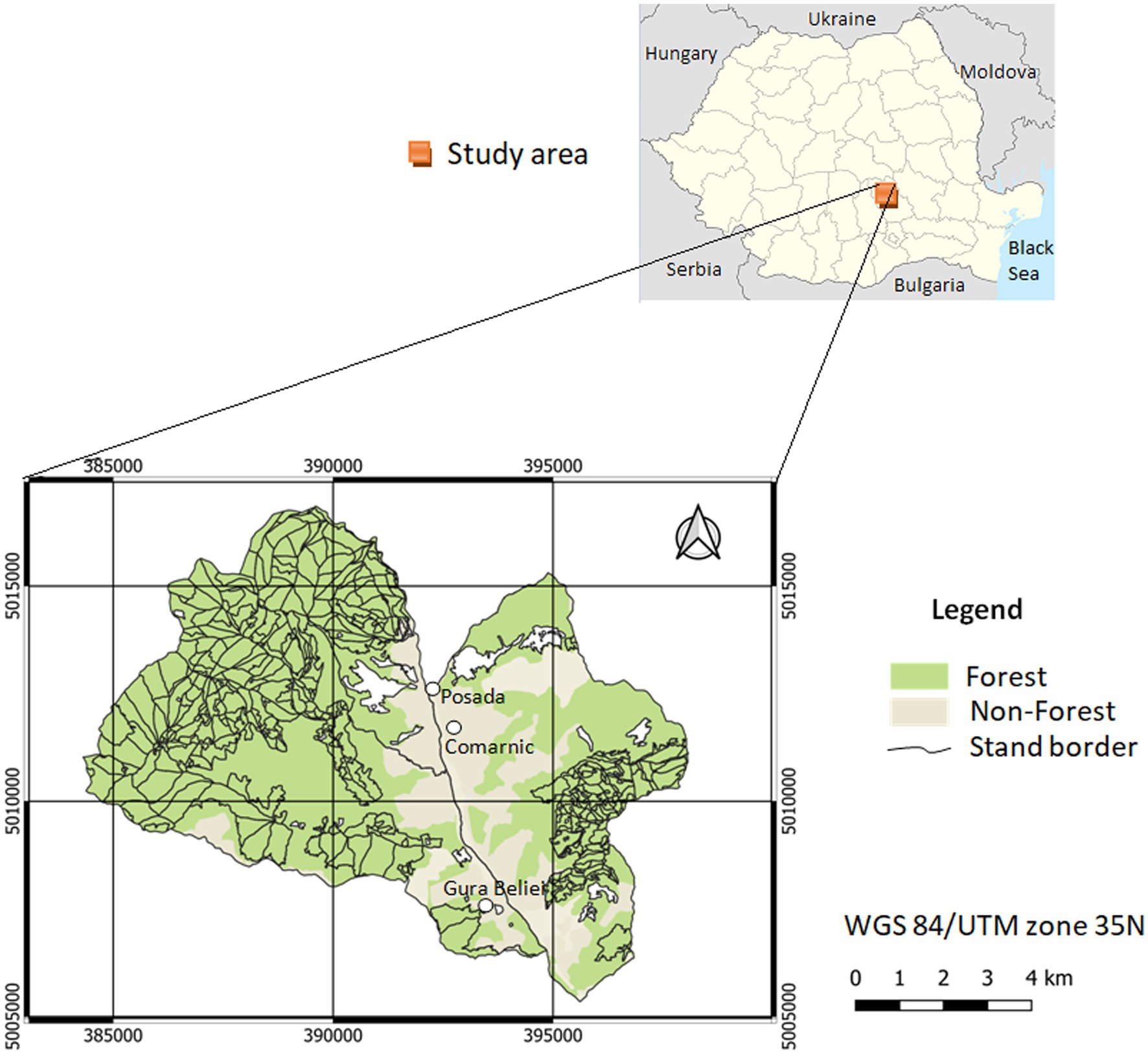 Fragmentation dynamics of (a) urban edge density (ED, m ha−1), (b)