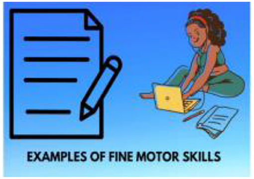 Figure 1 - Writing on paper and typing on a computer are examples of fine motor skills (image created by Richard Ebri).
