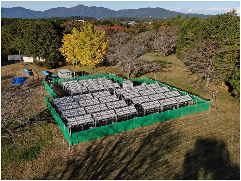 Figure 2 - An aerial photo of a 100-square-meter outdoor panel reaction system for hydrogen production using sunlight for photocatalytic water splitting.