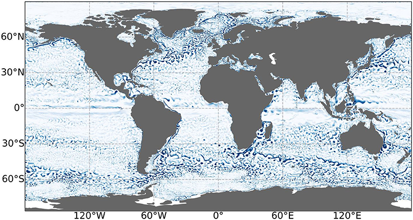 Figure 1 - A global map showing swirling currents, called eddies, in the ocean.