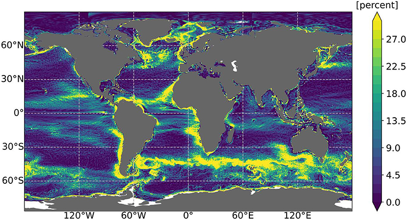 Figure 2 - A global map showing how eddies affect how much CO2 is exchanged between the air and the ocean.