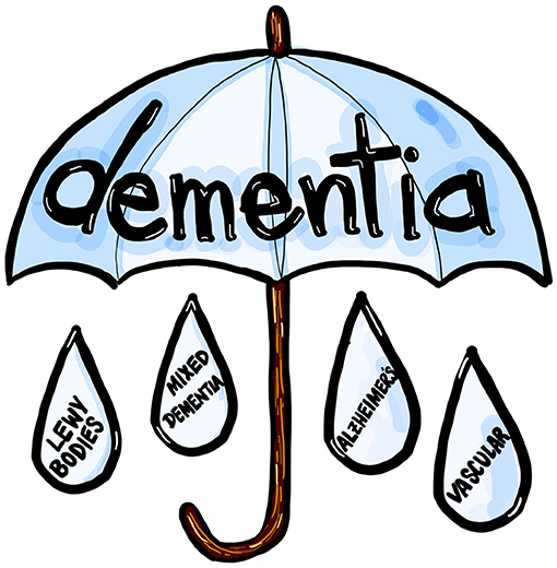 Figure 1 - Dementia often develops at the same time as other conditions, which is why it is sometimes referred to as an “umbrella term”.