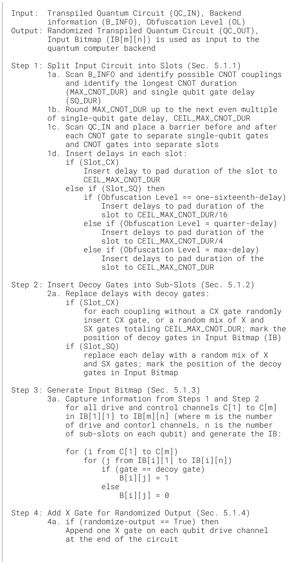 Decoy Pulse Insertion Algorithm. SlotCXis a slot that consists of at least one CNOTgate. SlotSQ is a slot that consists of only single-qubit gates.