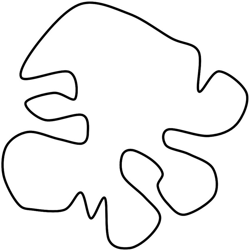 Abstract black squiggle illustration on a white background, resembling an irregular, curvy shape with multiple protrusions, similar to an inkblot.