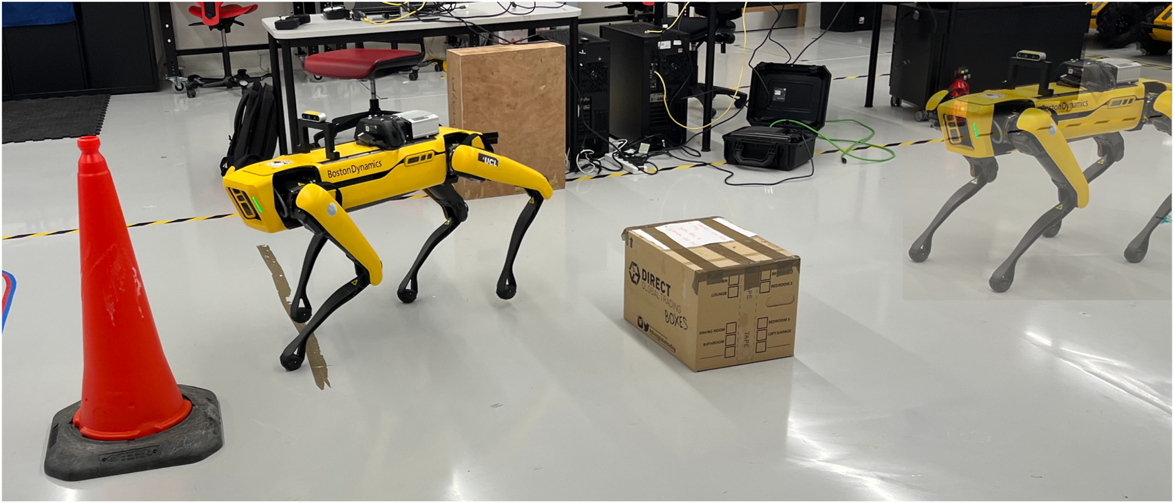 A sequence of maze navigation results across four frames for four methods: Our Method, NoMaD, ViNT, and A*. Each method's path is shown with color-coded lines in a grid maze. "Our Method" and "ViNT" show successful navigation with checkmarks, while NoMaD and A* are marked with crosses indicating unsuccessful attempts.