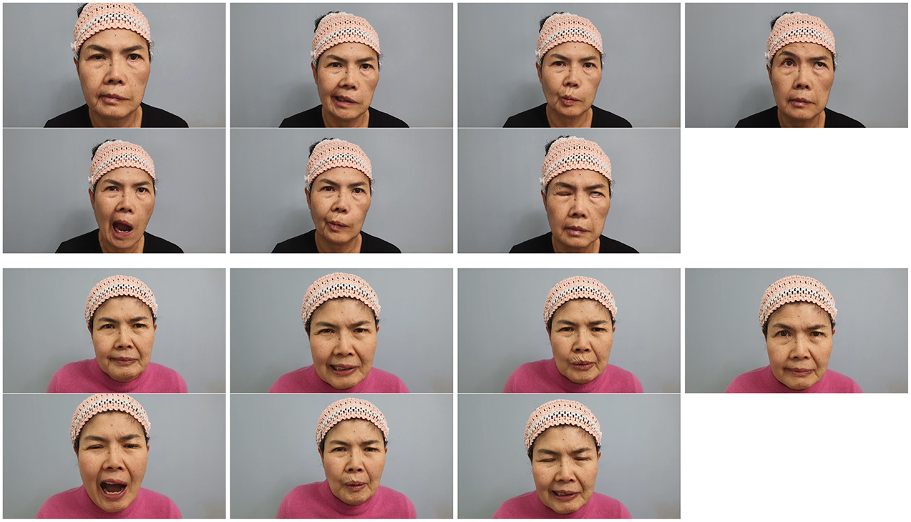 A series of images showing a person with a crochet headband making various facial expressions. They wear a black top in the top row and a pink top in the bottom row. The expressions range from neutral to surprised, confused, and contemplative. The background is a plain, light-colored wall.