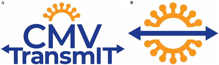 Logo designs labeled A and B. A features \
