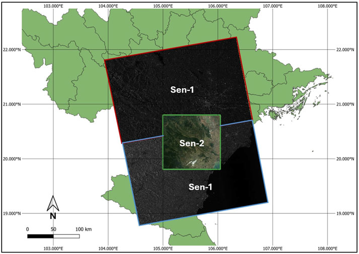 Map showing a region with two areas labeled