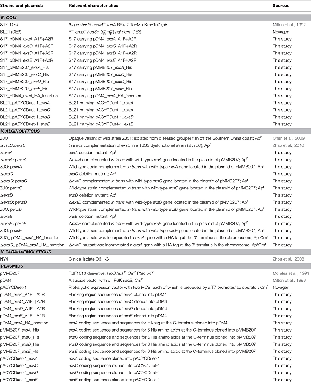 Frontiers Exse Is A Negative Regulator For T3ss Gene Expression In Vibrio Alginolyticus Cellular And Infection Microbiology