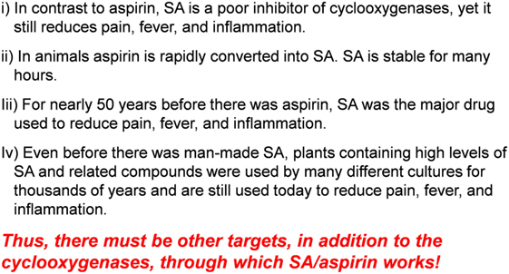 איור 3 - הסיבה לכך שלאספירין חייבות להיות מטרות נוספות מלבד ציקלואוקסיגנאזות (ההסבר מובא בגוף המאמר לעיל).