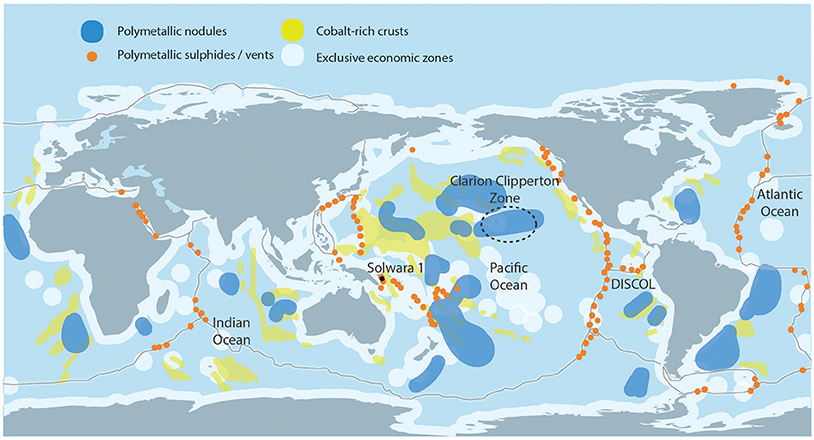 Afbeeldingsresultaat voor Here is a map of all the deep sea mining licenses held, and which country and company holds them (data: ISA)