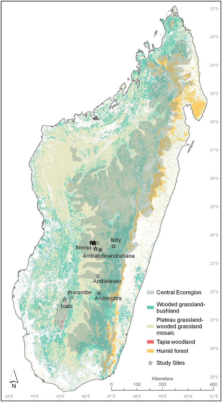 Location of study sites at Ibity mountain, Madagascar, with different