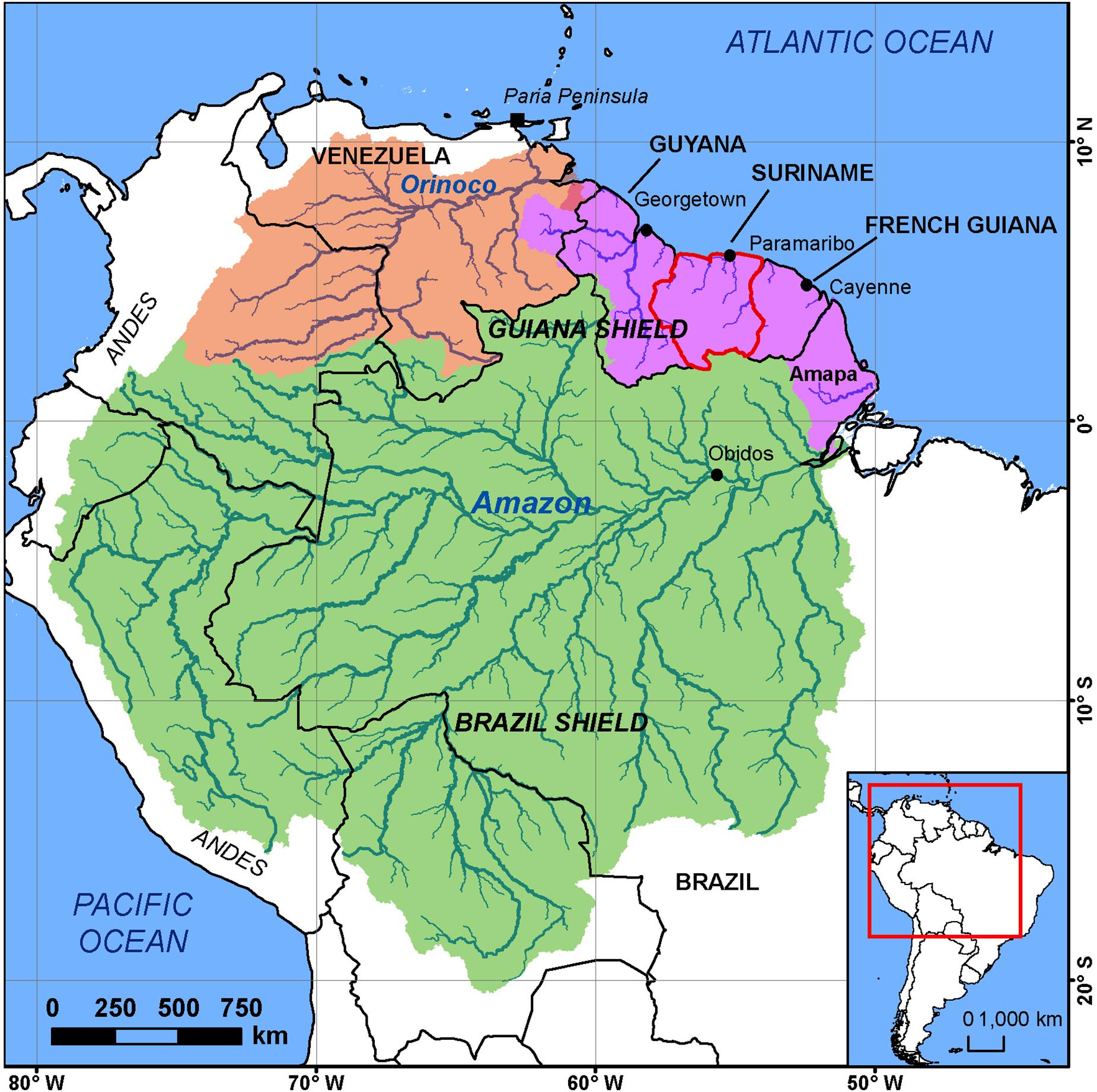 Направление реки ориноко. Бассейн реки Ориноко. Бассейн реки Ориноко на карте Южной Америки. Бассейн реки Ориноко на карте. Река Ориноко на карте.