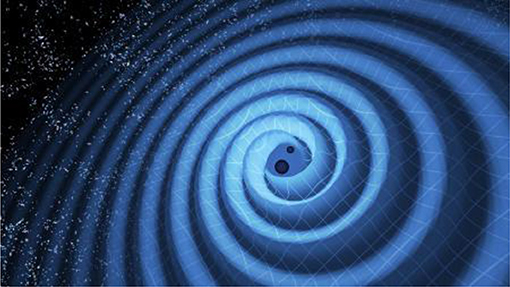 Figure 3 - Two black holes that orbit each other will make ripples in space, called gravitational waves.