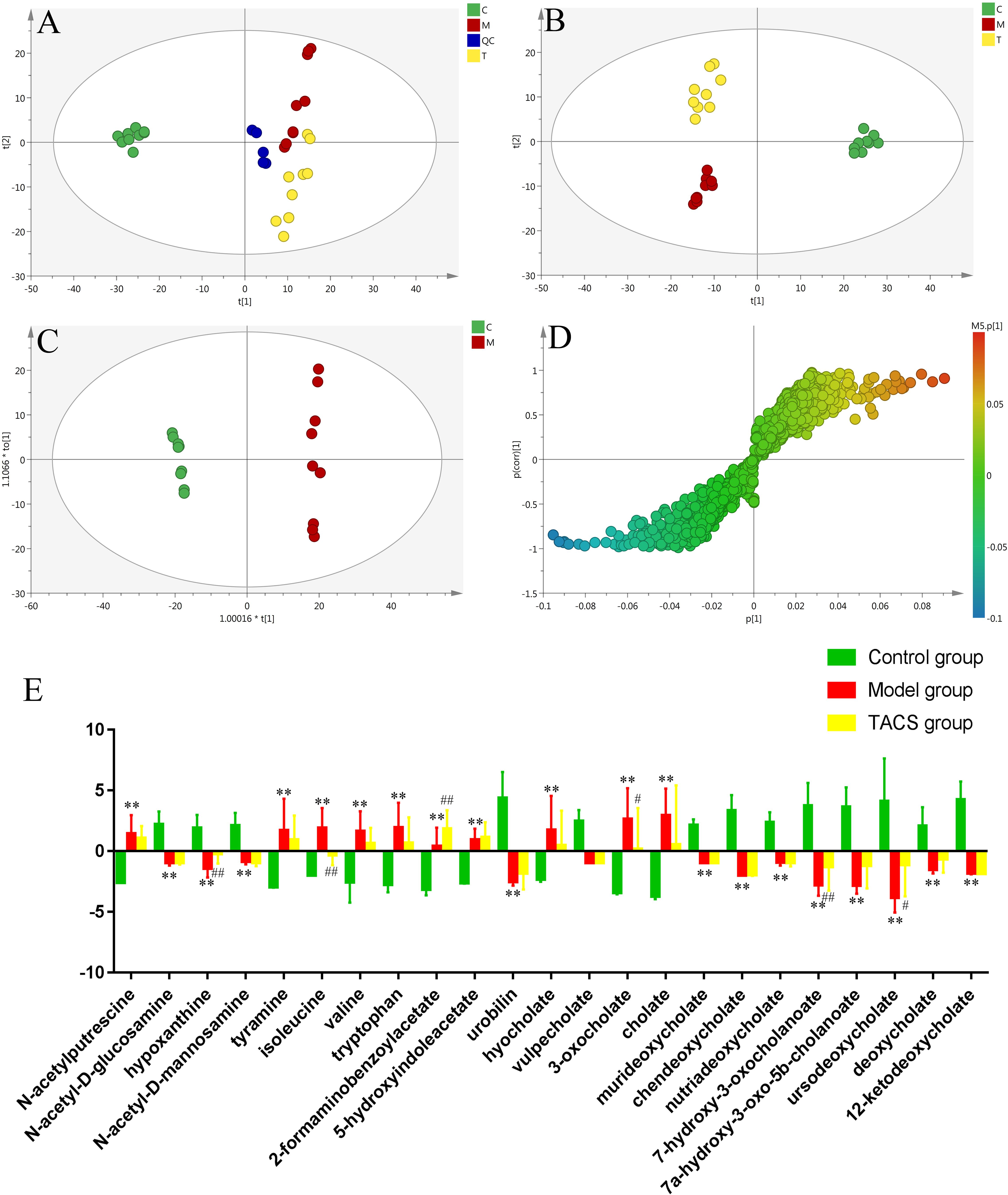 Typical BPI of feces samples in positive ESI mode. (A) Control group;