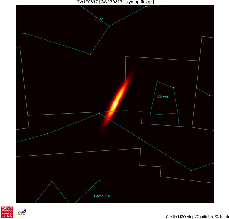 Figure 3 - A sky map showing the direction of the GW170817 signal from combined LIGO and Virgo observations.