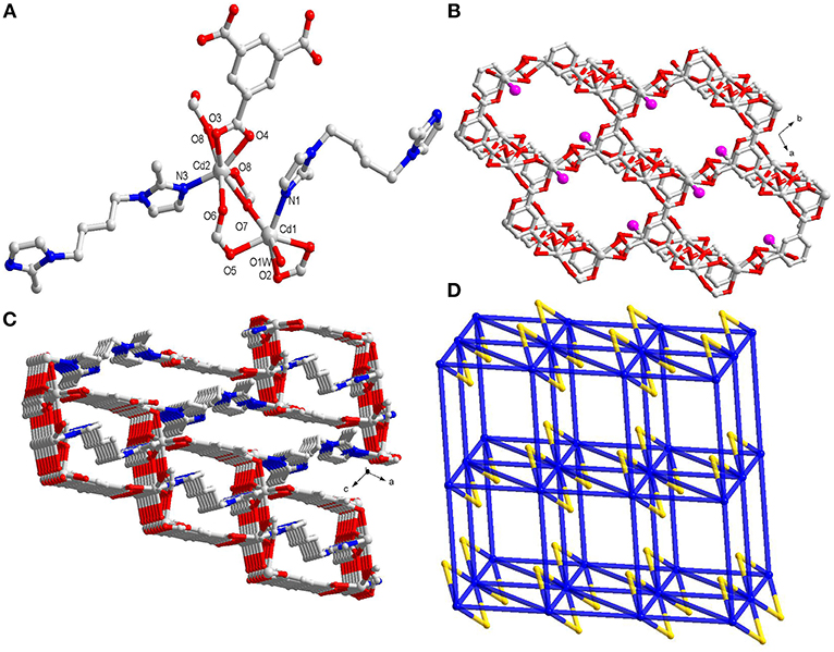 Frontiers | A New 3D 10-Connected Cd(II) Based MOF With Mixed 