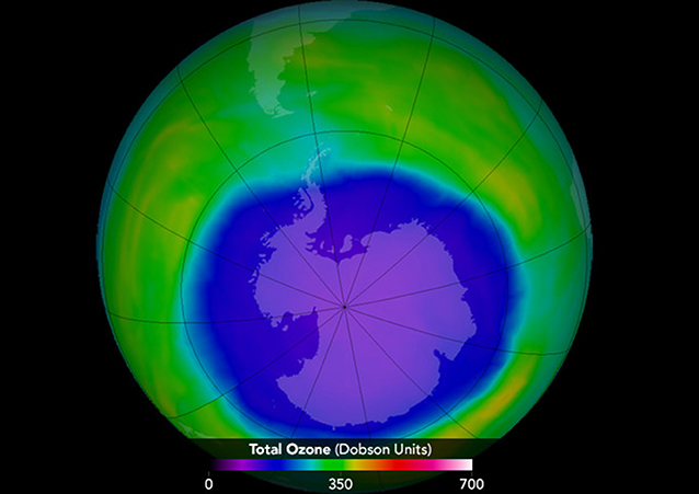 Figure 3 - An example of the ozone hole in 2015 [4].