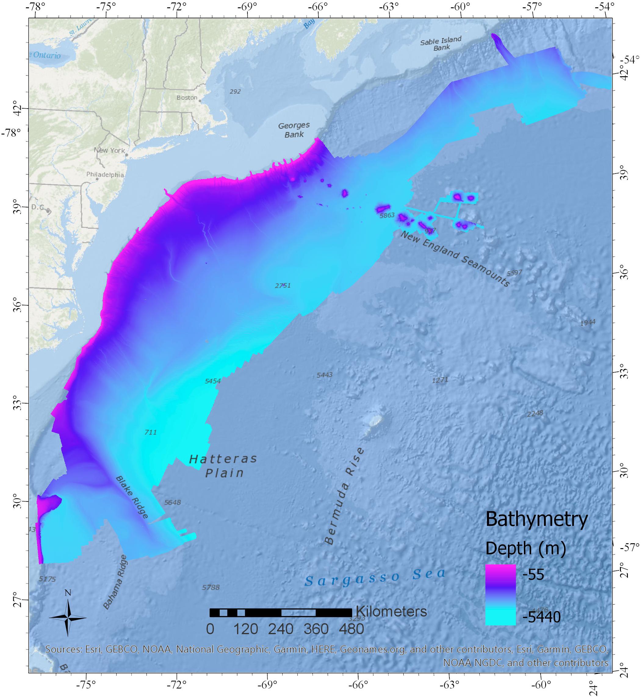 Depth structure contour map of the acoustic substrate