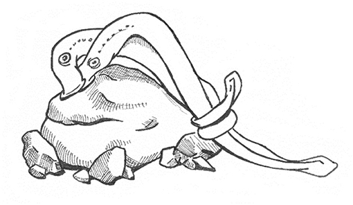Figure 3 - Drawing of two lamprey spawning (illustration by C. Stephen).