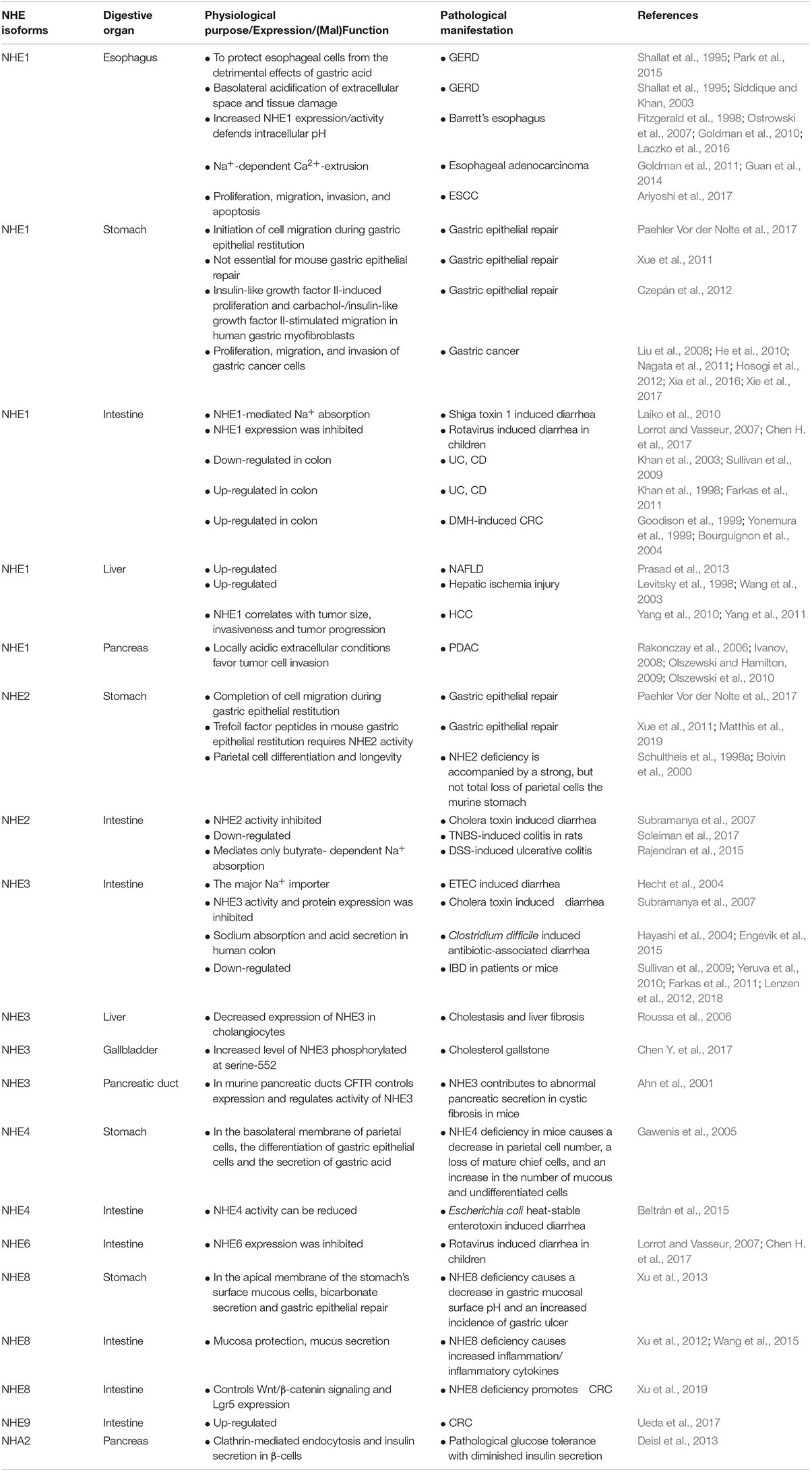 Frontiers Patho Physiology Of Na H Exchangers Nhes In The