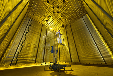 Figure 2 - A scientist stands inside the ProtoDUNE detector at Europe’s CERN laboratory before it was filled with cold (–186°C!) pure liquid argon.