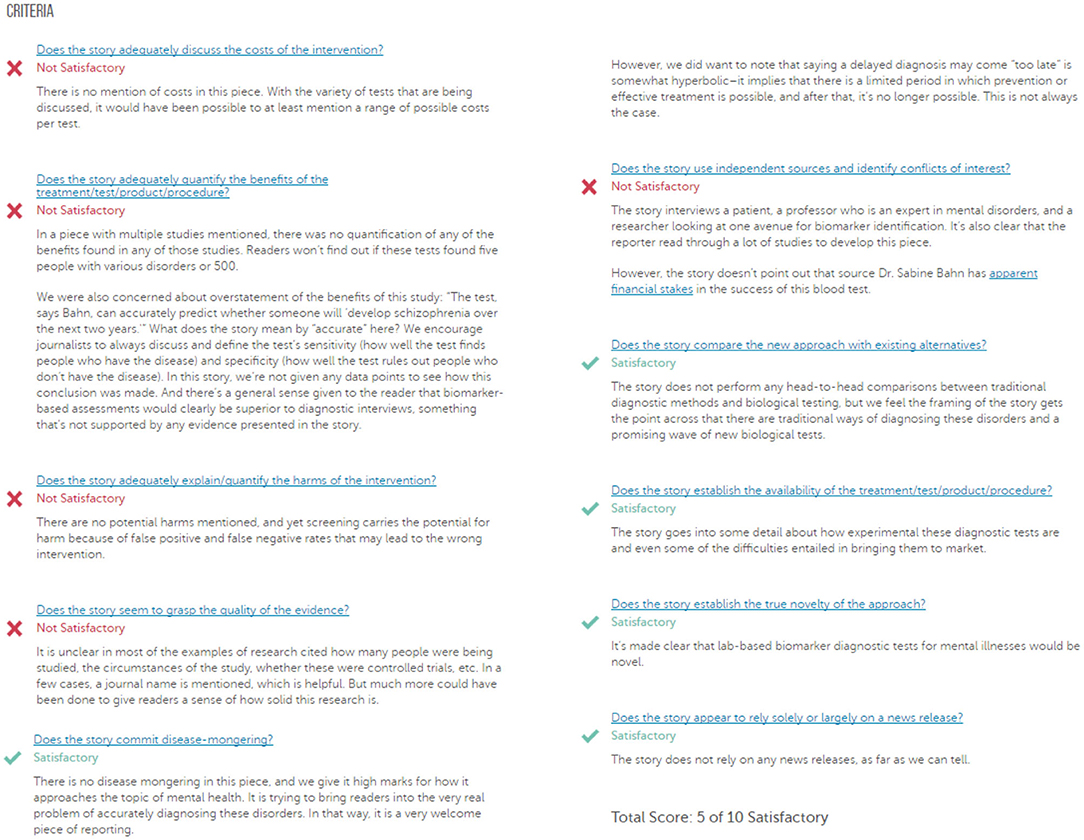 Frontiers  Automatic Identification of Information Quality Metrics in  Health News Stories