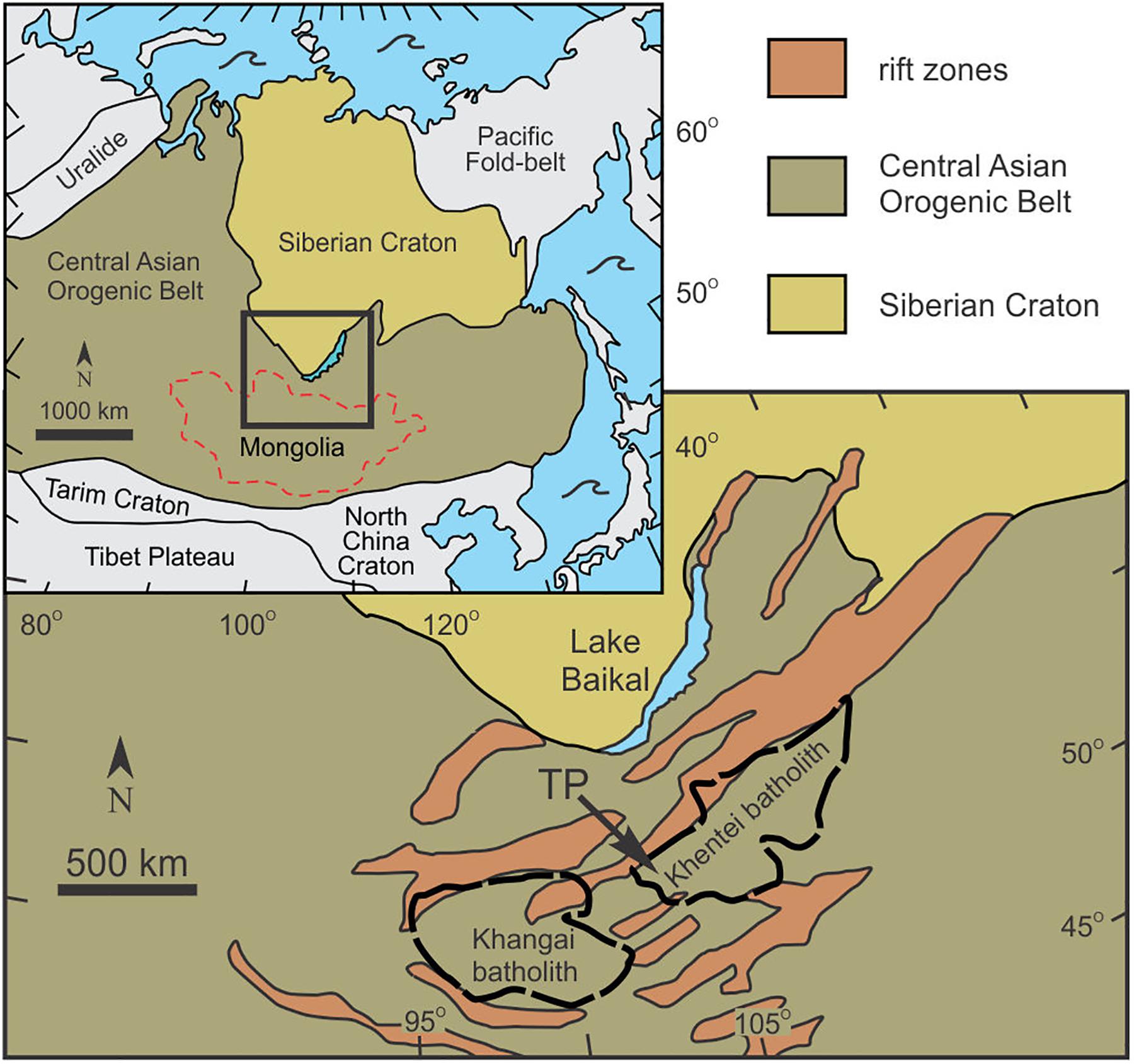 Schematic tectonic map of the Central Asian Orogenic Belt (CAOB