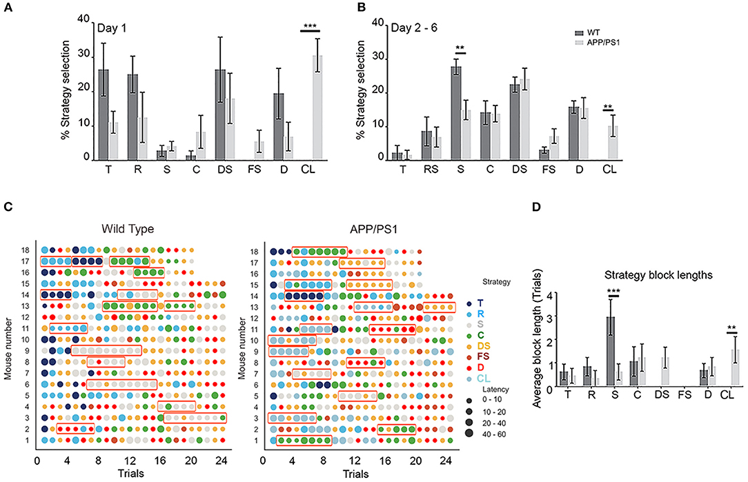 Search strategy analysis of Tg4-42 Alzheimer Mice in the Morris