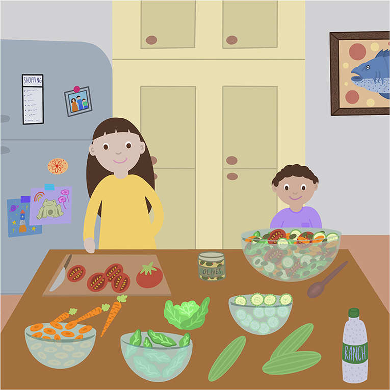 Figure 2 - Child preparing food under adult supervision.