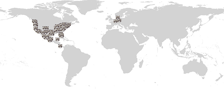 Figure 1 - This map shows locations where raccoons are known to live now.