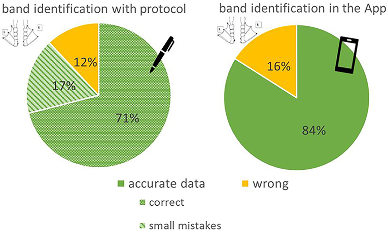 Figure 3 - The accuracy of data was examined for volunteers using either a written form (left) or a phone app (right) to record the bands on the birds’ legs.
