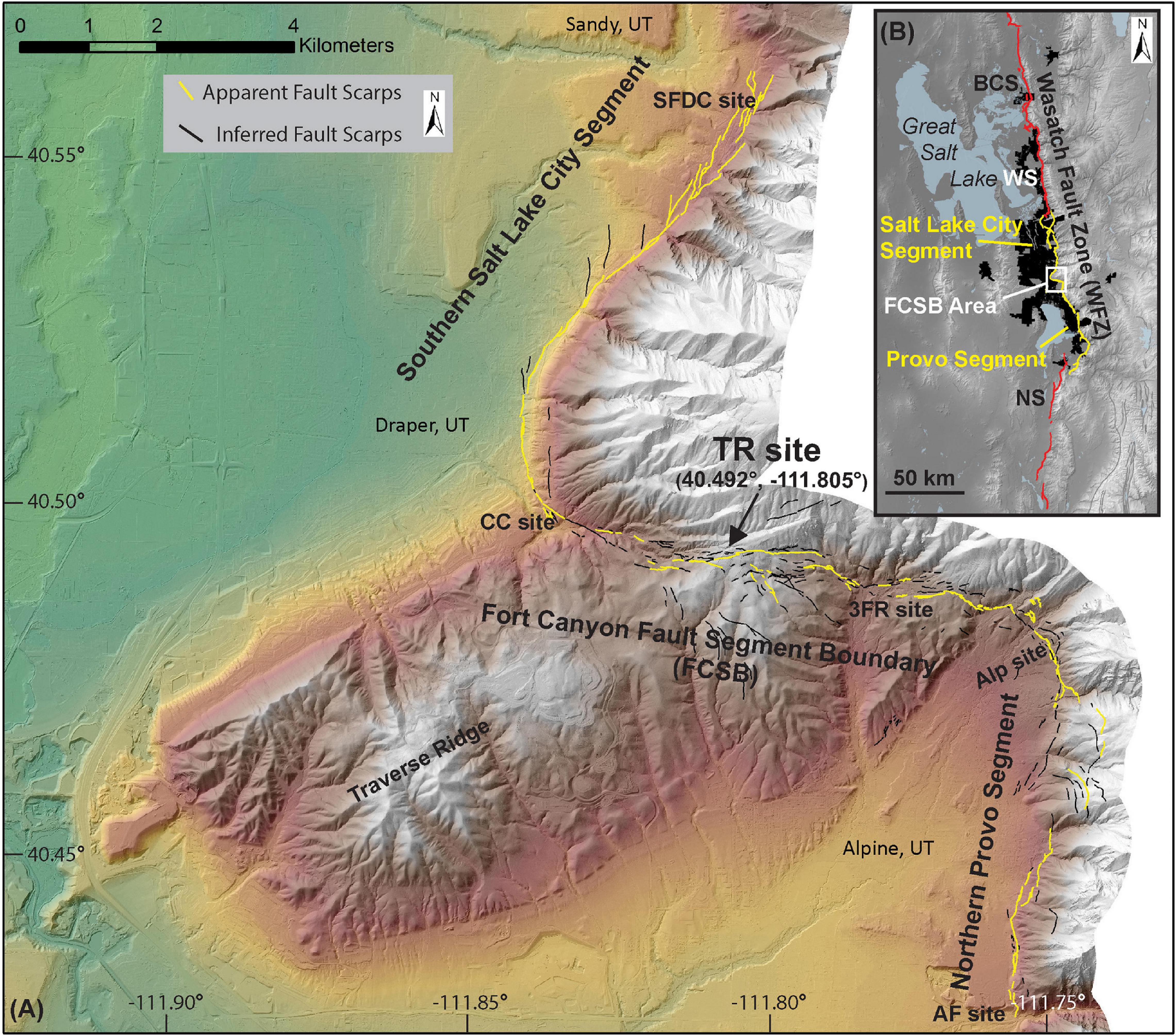 Frontiers The Traverse Ridge Paleoseismic Site And Ruptures Crossing The Boundary Between The Provo And Salt Lake City Segments Of The Wasatch Fault Zone Utah United States Earth Science
