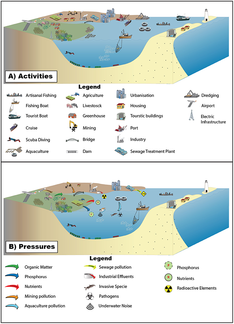 Figure 3 - (A) Human activities that occur in and around coastal lagoons.