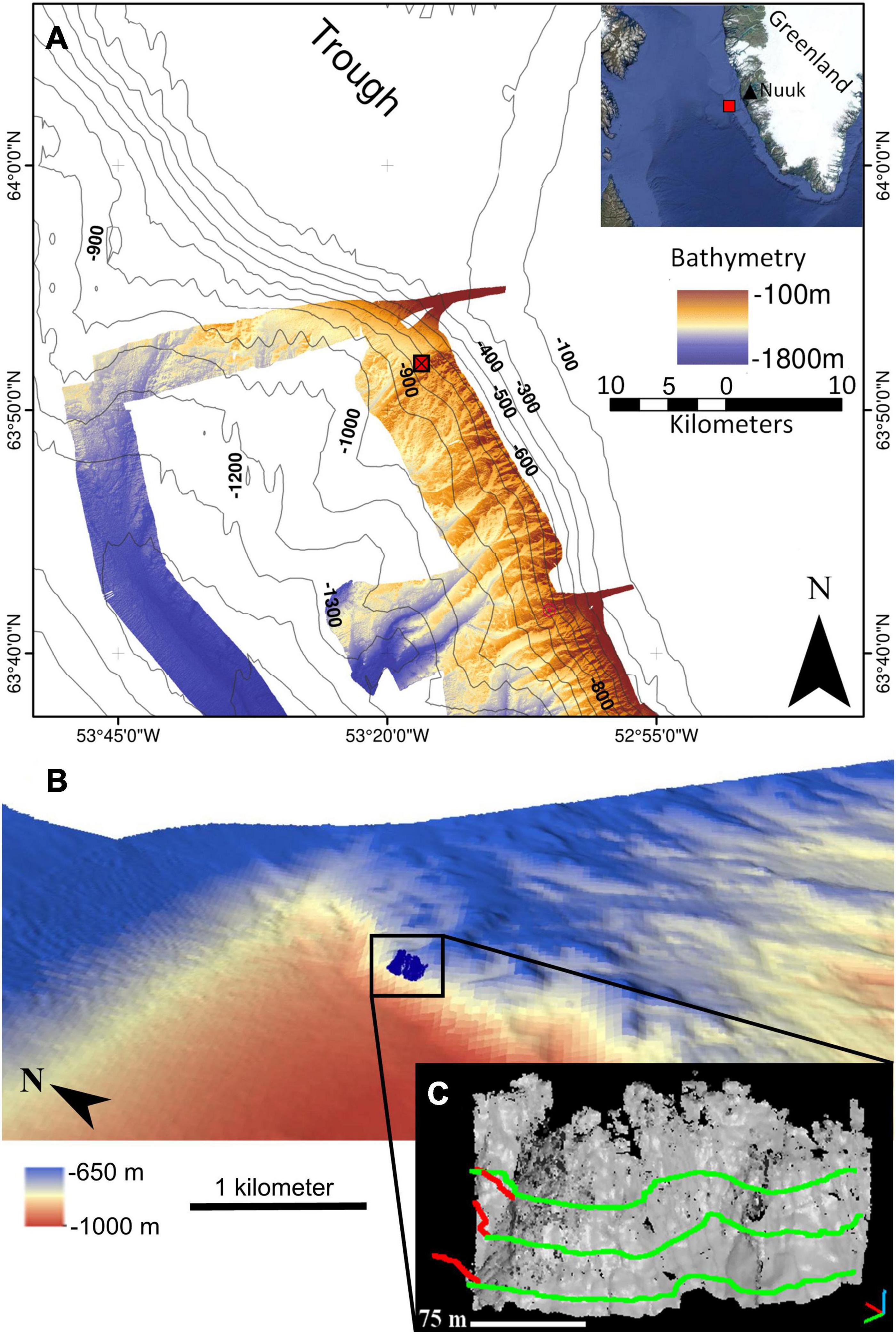 Depth structure contour map of the acoustic substrate