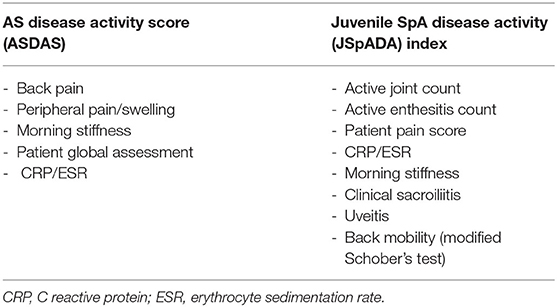 A) Ankylosing Spondylitis Disease Activity Score (ASDAS) clinically