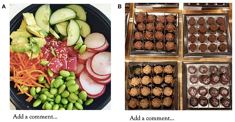 Figure 1 - (A) Example of a healthy food post.