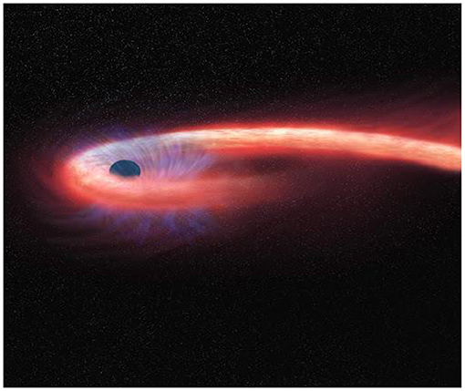 Figure 3 - Illustration of a star being torn apart by a black hole (Image credit: NASA/CXC/M. Weiss).