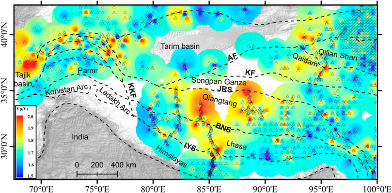 Frontiers  Deep Crustal Structure Beneath the Pamir–Tibetan Plateau:  Insights From the Moho Depth and Vp/Vs Ratio Variation