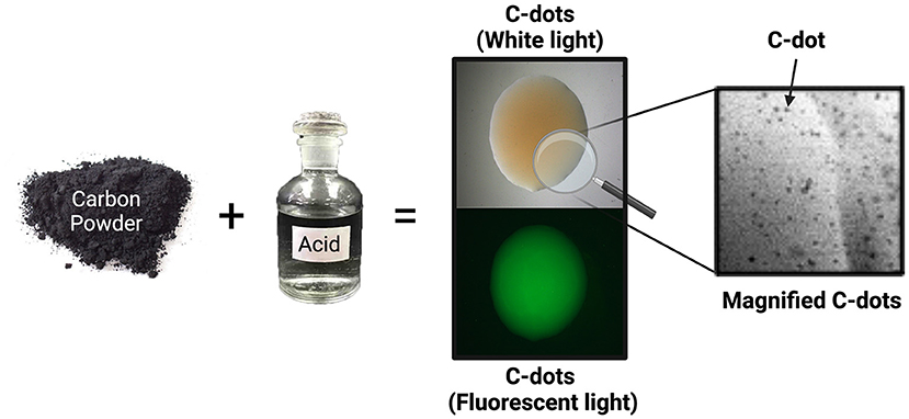 Figure 2 - To make carbon nanoparticles (C-dots) in the laboratory, chemists mix carbon powder and acids for 16 hours.