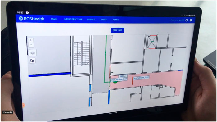 Frontiers | Scalable heterogenous mobile fleet-based task automation in crowded hospital environments—a field
