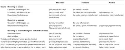 Frontiers | Grammatical Gender Influences Semantic Categorization and Implicit Cognition in Polish Frontiers | Grammatical Gender Influences Semantic Categorization and Implicit Cognition in Polish