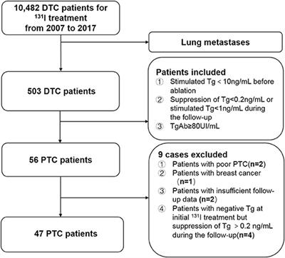 Frontiers Lung Metastases From Papillary Thyroid Cancer With Persistently Negative Thyroglobulin And Elevated Thyroglobulin Antibody Levels During Radioactive Iodine Treatment And Follow Up Long Term Outcomes And Prognostic Indicators Endocrinology