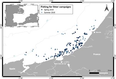 Frontiers  Litter Windrows in the South-East Coast of the Bay of Biscay:  An Ocean Process Enabling Effective Active Fishing for Litter