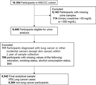 Frontiers Relationship Between Urinary 4 Methylnitrosamino 1 3 Pyridyl 1 Butanol And Lung Cancer Risk In The General Population A Community Based Prospective Cohort Study Oncology