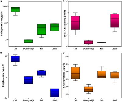 Frontiers An amateur gut microbial configuration formed in giant panda for striving to digest cellulose in bamboo Systematic evidence from intestinal digestive enzymes, functional genes and microbial structures picture